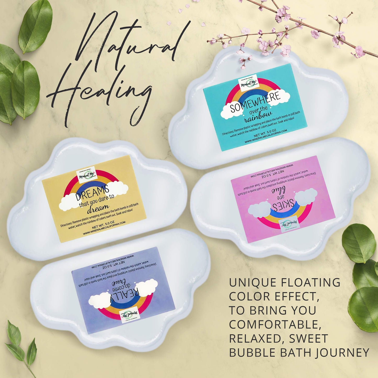 Bath Bombs for Kids - Natural and Organic Magic Rainbow Bubble Bath Bombs w/Moisturizing Shea Butter and Natural Oils, 4 Large Unicorn Cloud BathBombs for Girls, Stocking Stuffer Christmas Gift