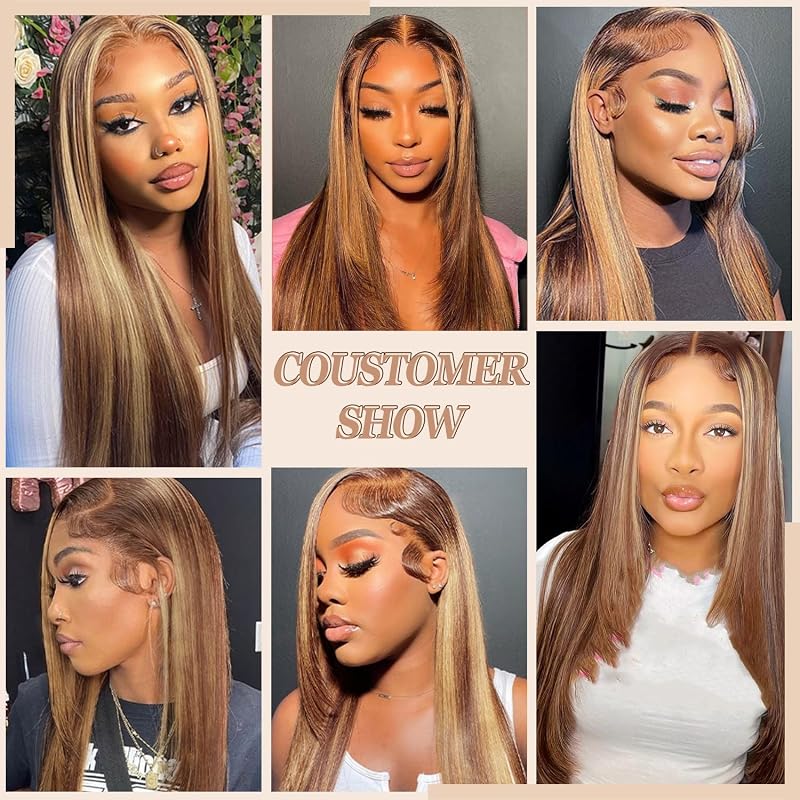 Lace Front Human Hair Wig 13x6 Ombre 28in Straight 4/27 – Pre Plucked Baby Hair