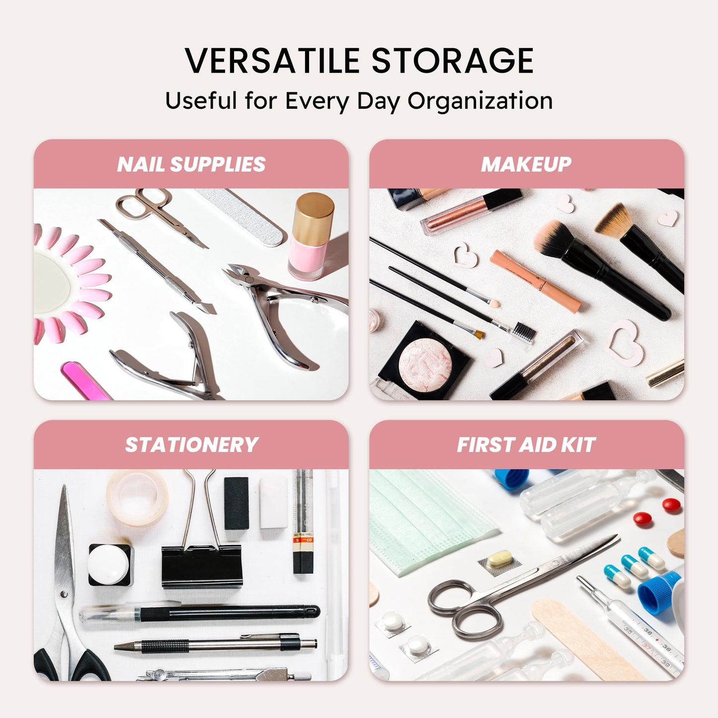 Beauticom Double-Layer Personal Storage Storage Case for Professional Nail Art Pens, Nail Brush, Tools (Frosted White)