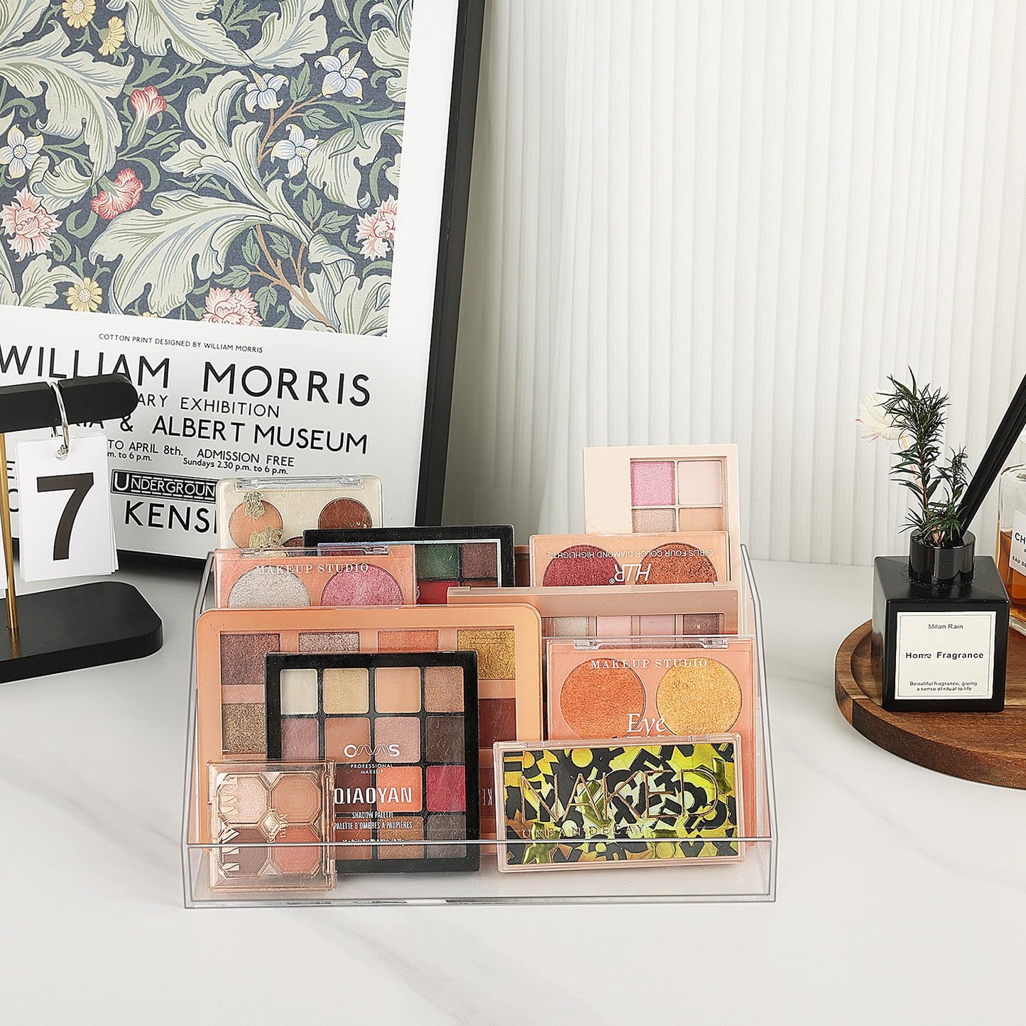 JessLab Acrylic Perfume Organizer, 2-Tier Eyeshadow Palette Organizers, Cosmetic Display Case for Vanity Bathroom Countertop, Beauty Holder for Lipstick, Brush, Skincare