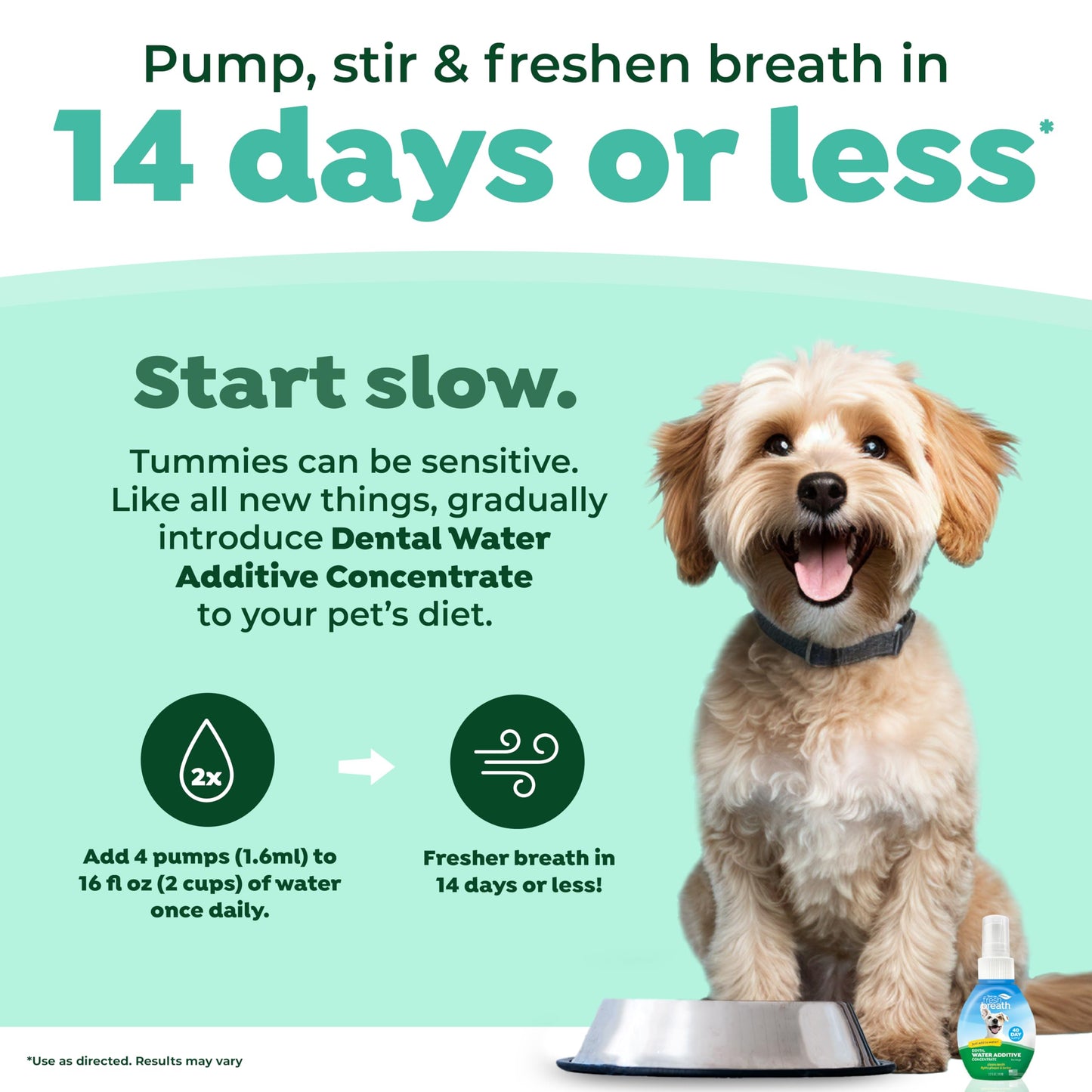 TropiClean Fresh Breath Water Additive Concentrate for Dogs | Breath Freshener and Teeth Cleaning Solution | No Brushing Required | 2.2oz.