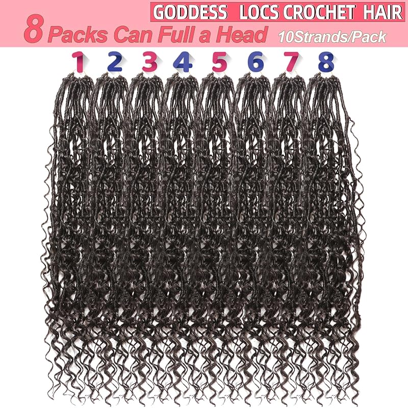 24 Inch Goddess Locs Crochet Hair - 8 Packs, Pre-Looped Soft Boho Faux Locs 2# Variation