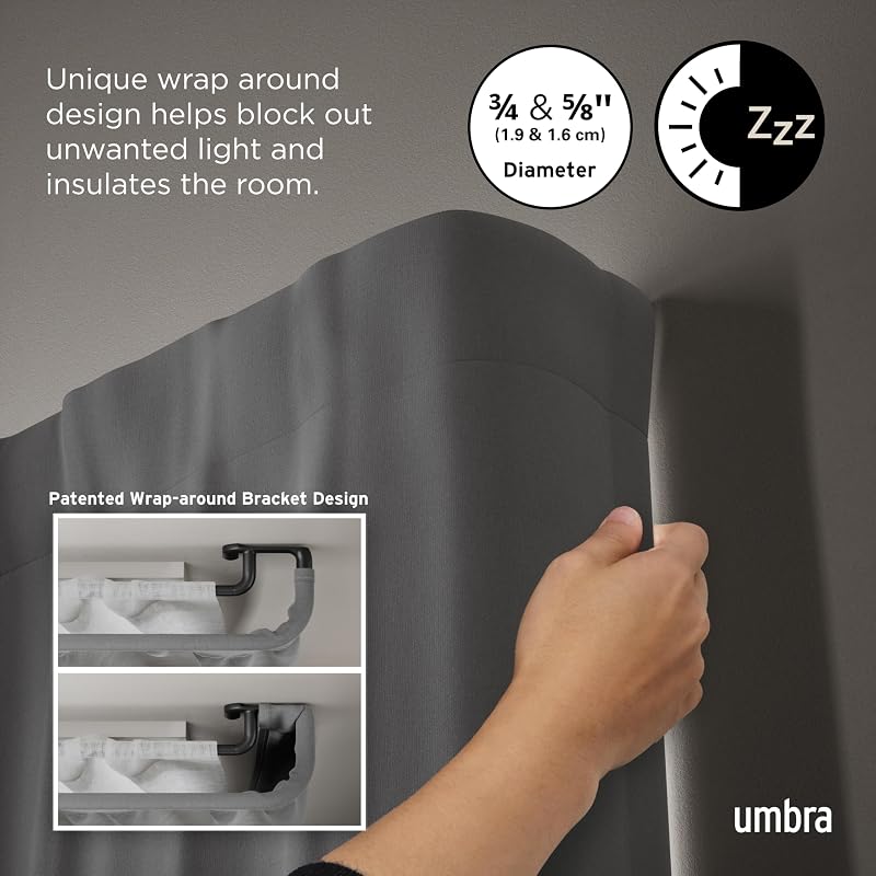 Umbra Twilight Blackout Double Curtain Rod 66-144 Inches Wrap Around