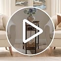 Wedge End Table with Charging Station - Rustic Brown & Black, Industrial Style