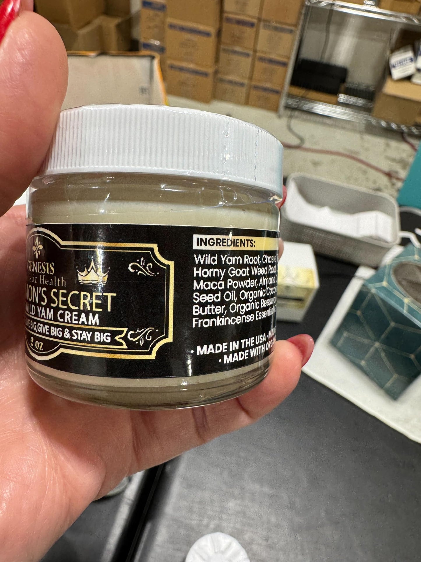 Genesis Solomon's Secret Men's Wild Yam Root Cream – Organic Vitality Support, Non-Toxic Formula for Active Men – Made in the USA, Safe & Gentle (2oz Jar)