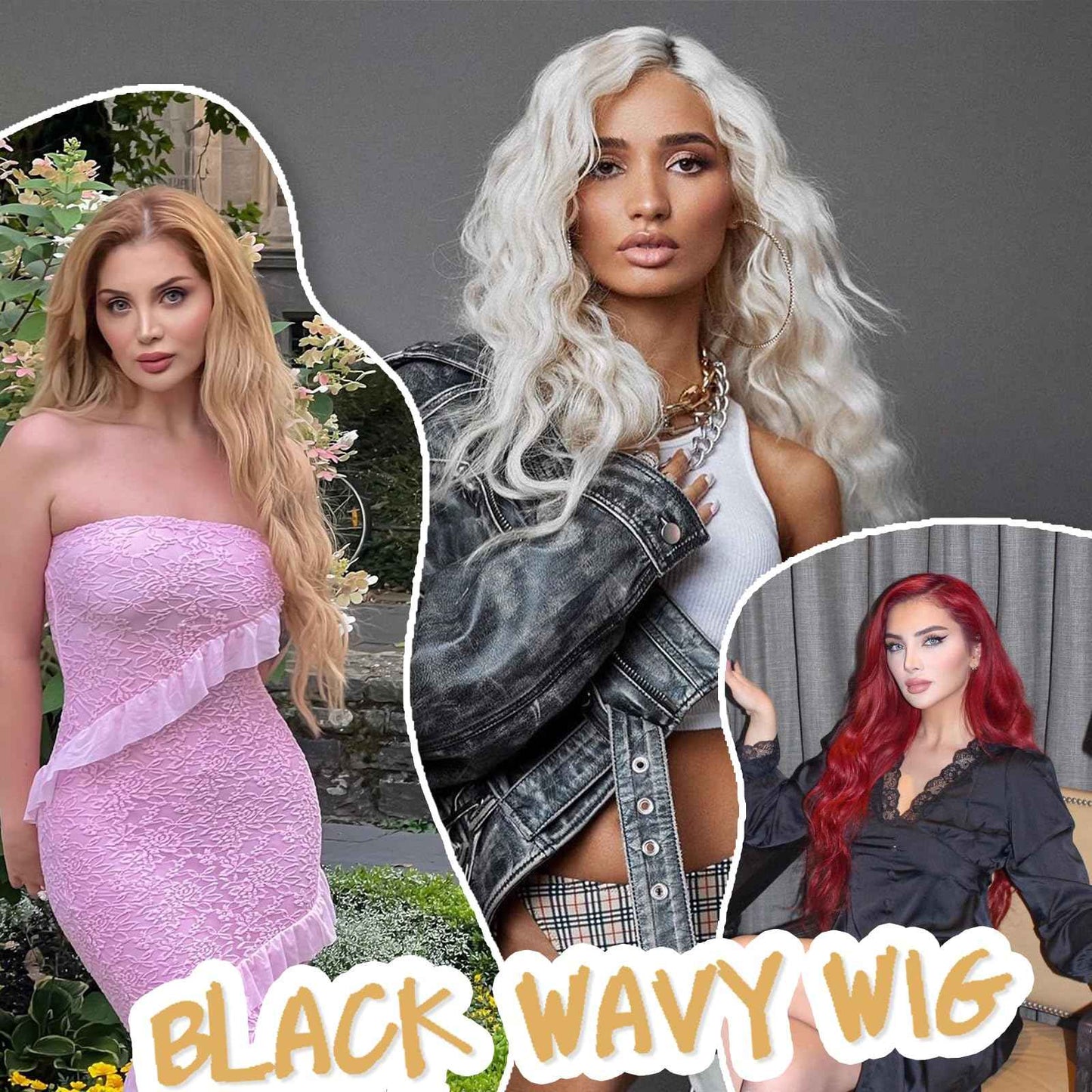 GOWIT White Wigs for Women 30 Inch Long Wavy Wig Glueless Middle Part Curly Wavy Wigs Natural Looking Heat Resistant Synthetic Wig for Halloween Christmas Daily Cosplay Party Use