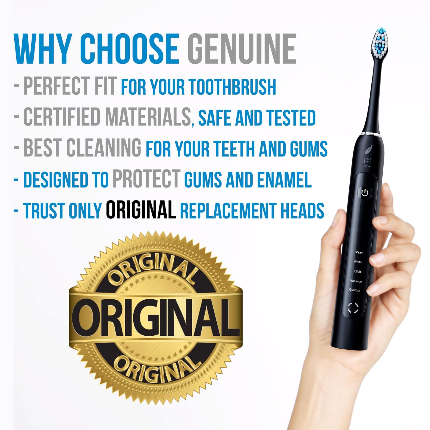 Acteh Sonic Edge JetWave Toothbrush Replacement Heads - 12 Pack | Premium Original Genuine | Compatible with Acteh Sonic Edge & JetWave Brushes