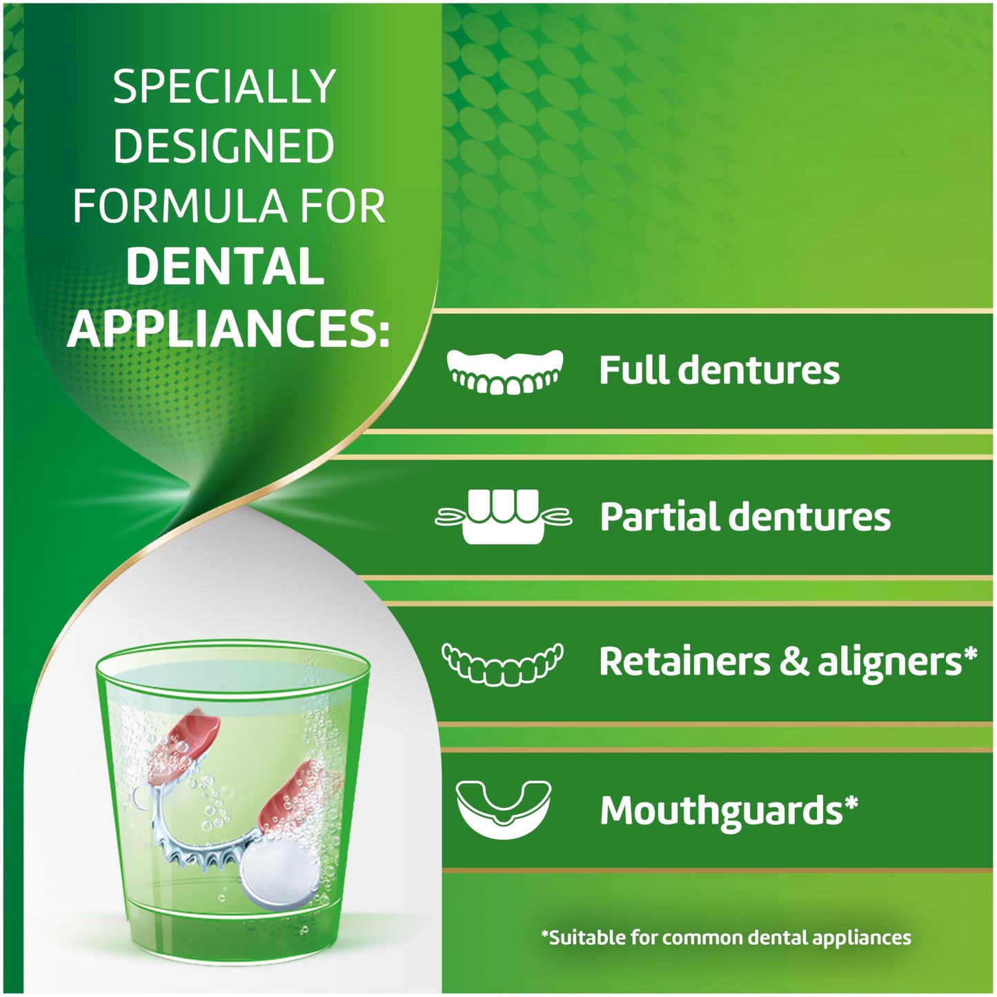 Polident Overnight Whitening Antibacterial Dental Appliance Cleanser Tablets, 90 Count (2 Pack)