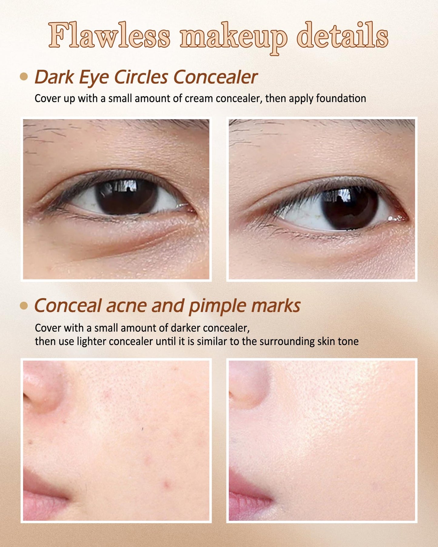 Concealer Full Coverage Set,3 In 1 Correcting Concealer Palette,Waterproof Longlasting Blendable Contour Cream Kit for Dark Circle,under Eye Brightene Foundation Makeup Palette,corrector de ojeras-01