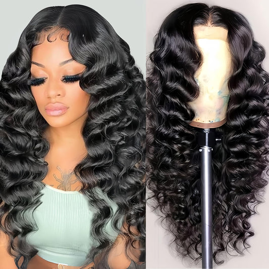 NKTU Deep Wave Lace Front Wigs Human Hair 180 Density Glueless Wigs for Women 13x4 HD Transparent Lace Front Wigs Pre Plucked with Baby Hair 22 Inch