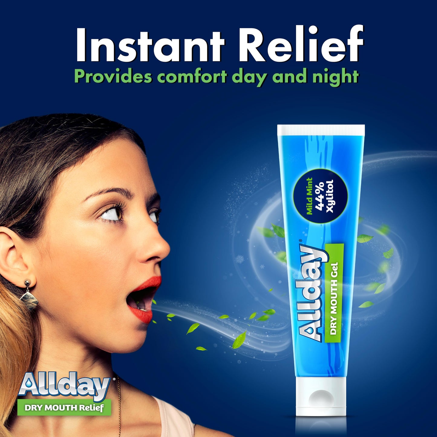 Allday Dry Mouth Treatment Gel - Maximum Strength Xylitol, Fast Acting, Non-Acidic (2 Tubes Inside One Box)