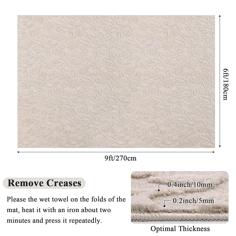 6x9 Beige Area Rug for Living Room & Bedroom - Modern Boho Woven Floral Pattern (Variation: Beige 6' x 9' Rectangular)