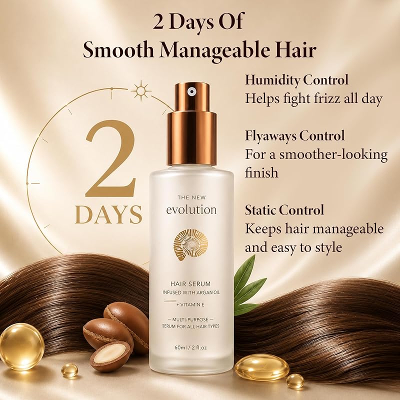 Evolution Argan Oil Serum with Vitamin E and Aloe Vera - 4 Pack, Frizz Control for Dry, Damaged Hair