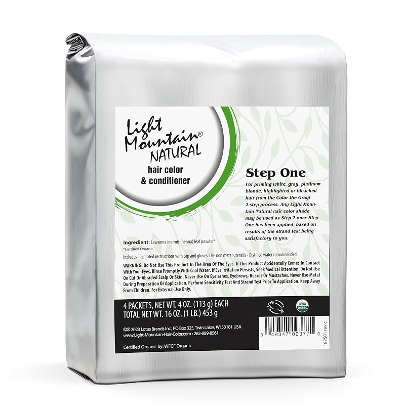 Light Mountain Natural Color Step 1 Bulk Powder for Gray, White & Platinum Blonde Hair 1 lb