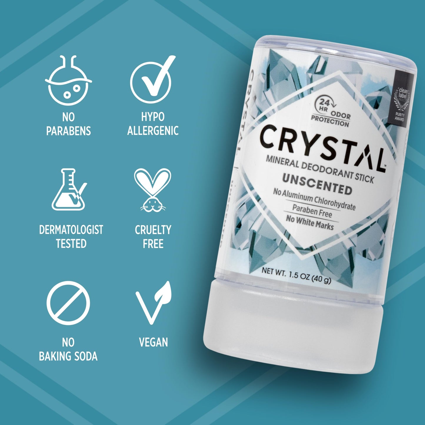 CRYSTAL Deodorant Mineral Deodorant Stick, Travel, 1.5 Ounce