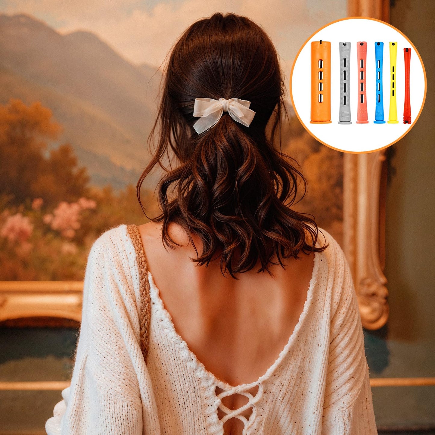 90 Pcs Hair Perm Rods Set, 6 Sizes Plastic Hair Curling Rods with Hair Clips Rat Tail Comb, Cold Wave Rods for Long Short Hair Hairdressing Styling Tools