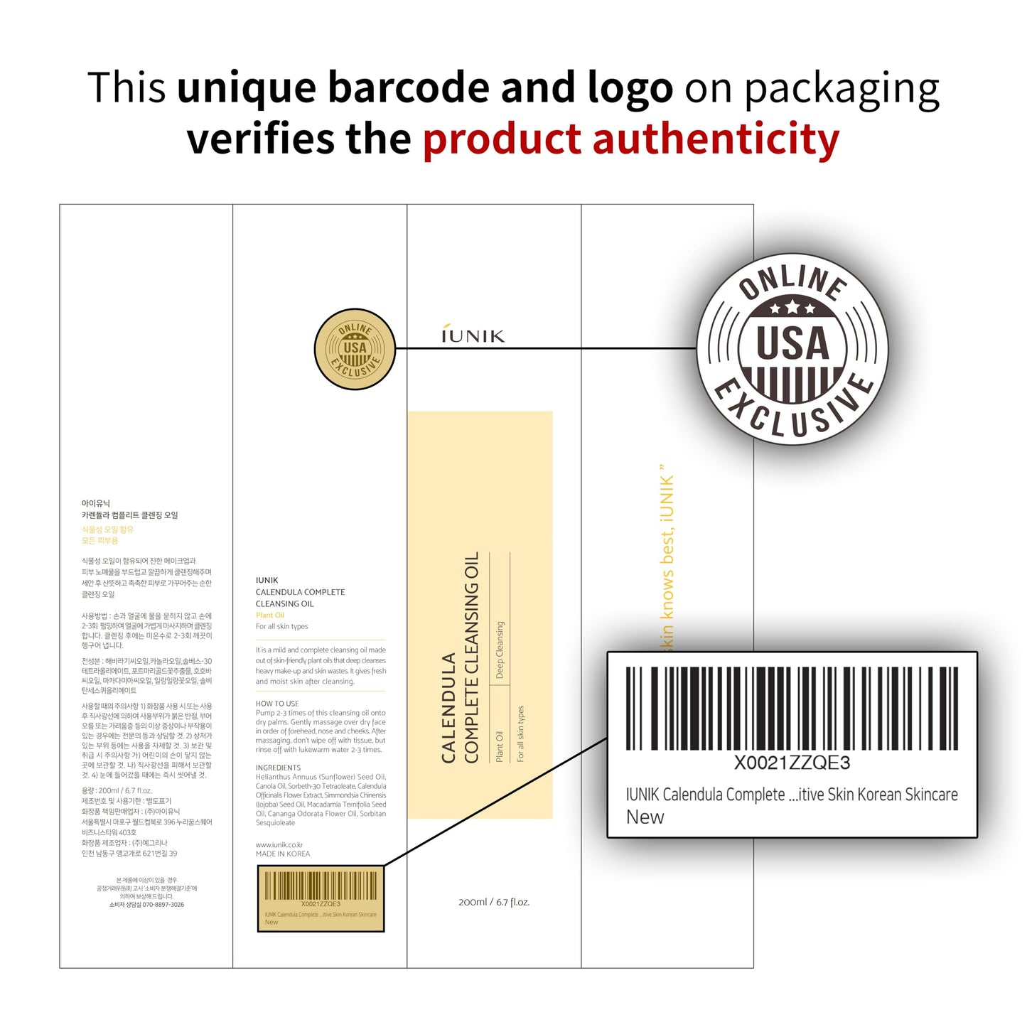 IUNIK Calendula & Jojoba Oil-Infused Vegan Cleansing Oil – Gentle Blackhead Melting & Makeup Remover Facial Cleanser w/Plant-based Oils Korean Skincare