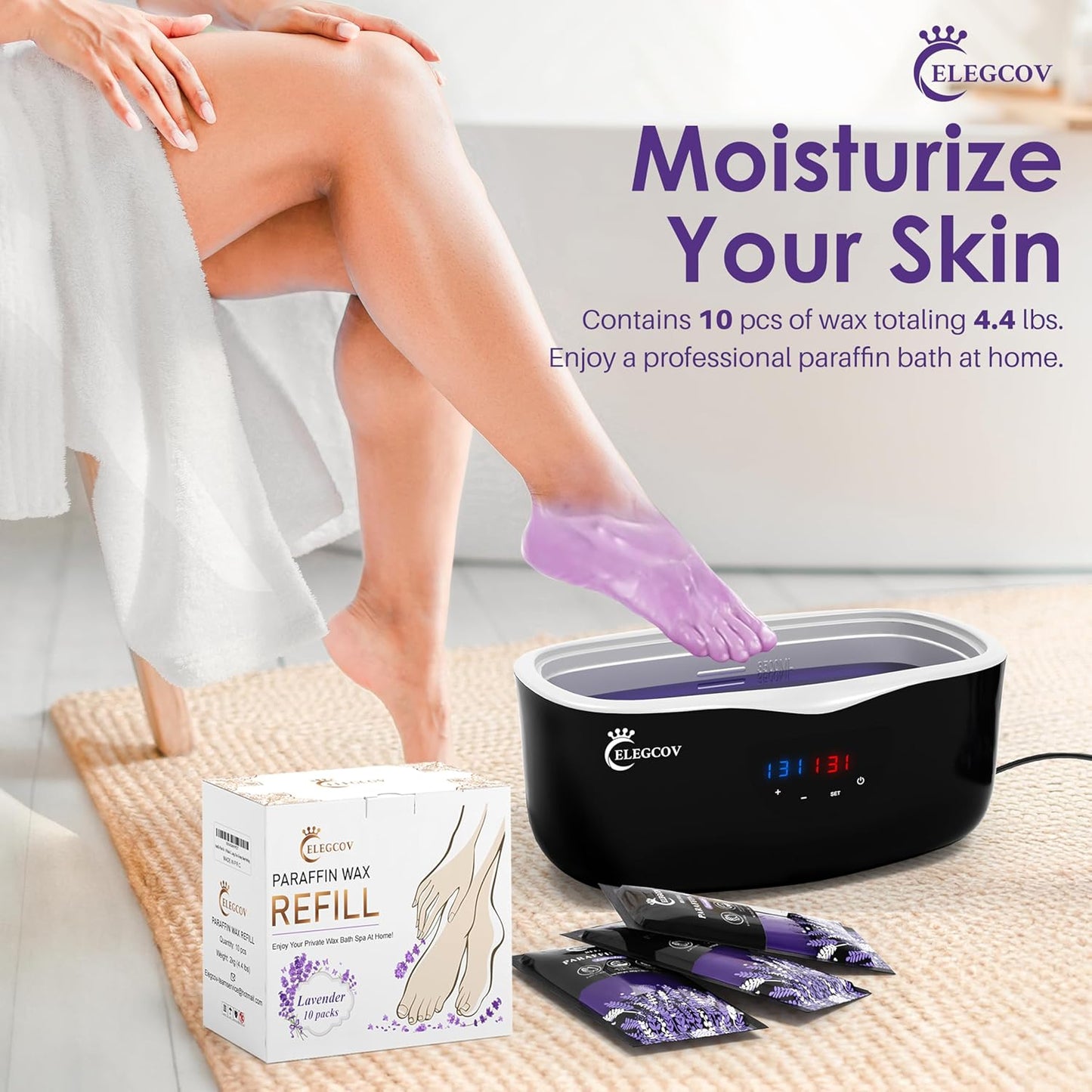 Lavender Scented Paraffin Wax Refills - 10 Pack for Hand & Feet Moisturizing Treatment