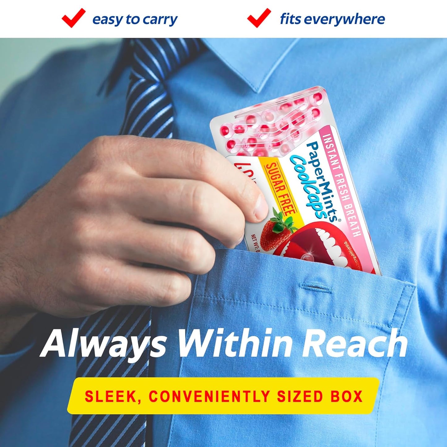 PaperMints CoolCaps - Sugar-Free Instant Fresh Breath Mints, 4 Pack (160 Capsules) for Halitosis & Dry Mouth Relief