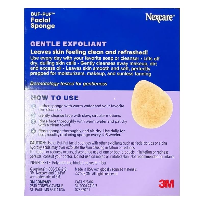 Buf-Puf Gentle Facial Sponge Pack of 6 - Reusable All-P Purpose Sponges