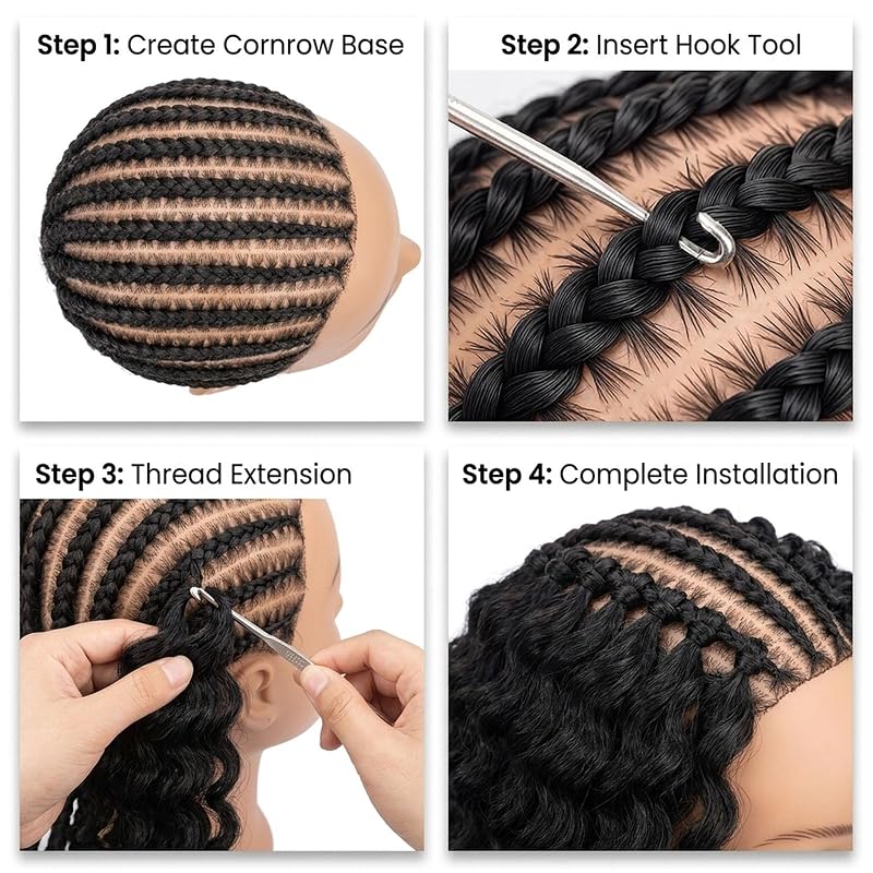 Synthetic Deep Wave Crochet Hair 16 Inch 100g 1B Natural Black – Miracle Knots (Variation #1B Natural Black+16 Inch-100g)