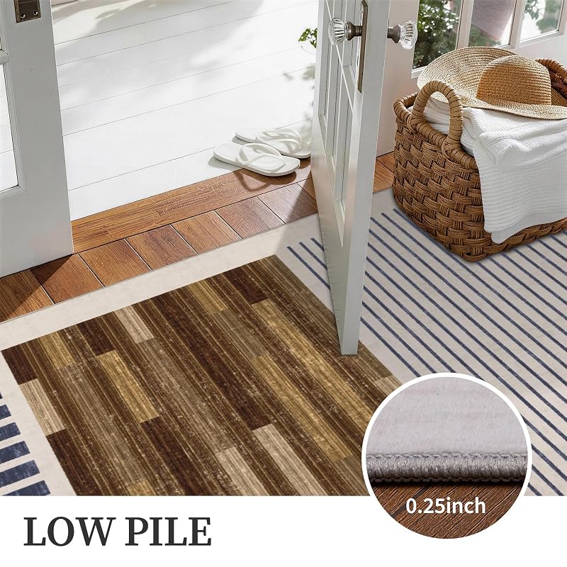 8x10 Washable Area Rug with Modern Abstract Color Block - White, Brown & Black, Variation: Beige Brown+8' x 10' Rectangular