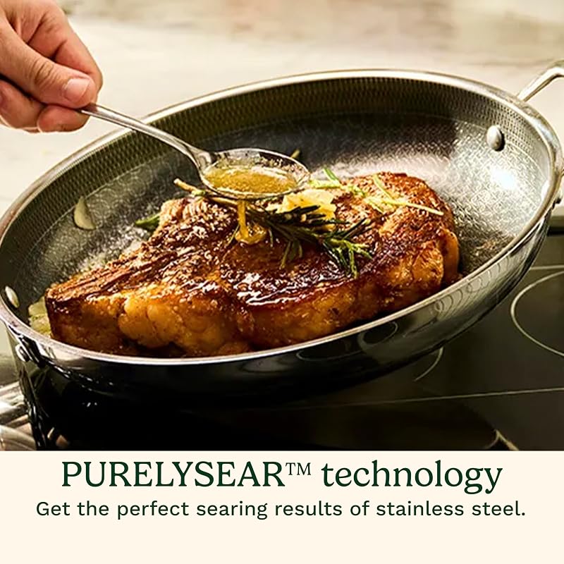 5-Quart Sauté Pan with Hybrid Stainless Steel & Ceramic Surface – Oven Safe, Induction Ready (FPS33-30H) Variation: 5-quart Saute Pan