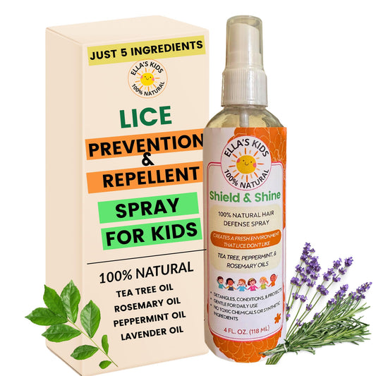 Natural Lice Prevention and Repellent Spray for Kids Hair – Made with Essential Oils, Detangles and Conditions, Only 5 Oil Ingredients - Tea Tree, Rosemary, and Lavender Oils by Ella’s Kids