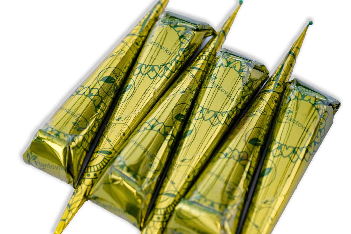 Plantovika 100% Natural and Pure Henna Cone or tube, Ready to use paste for Reddish Brown Hair Color, Long-lasting, No additives, Chemical free, Henna Hair Dye, Spot hair coloring (Pack of 6)