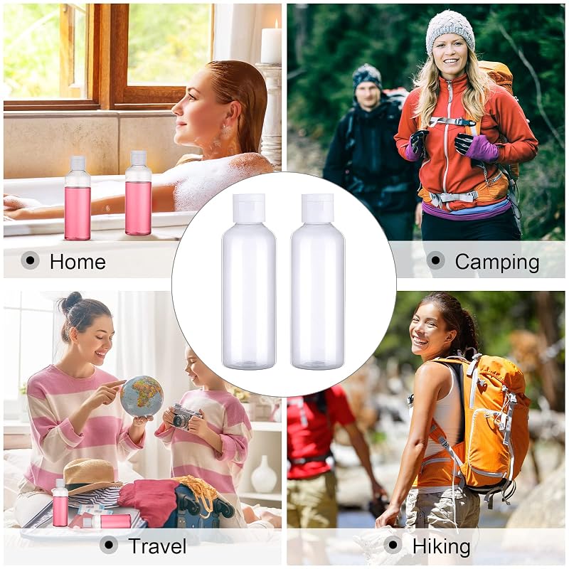 50 Pcs 3.4 oz Clear Travel Bottles with Flip Cap – Leakproof PET Containers