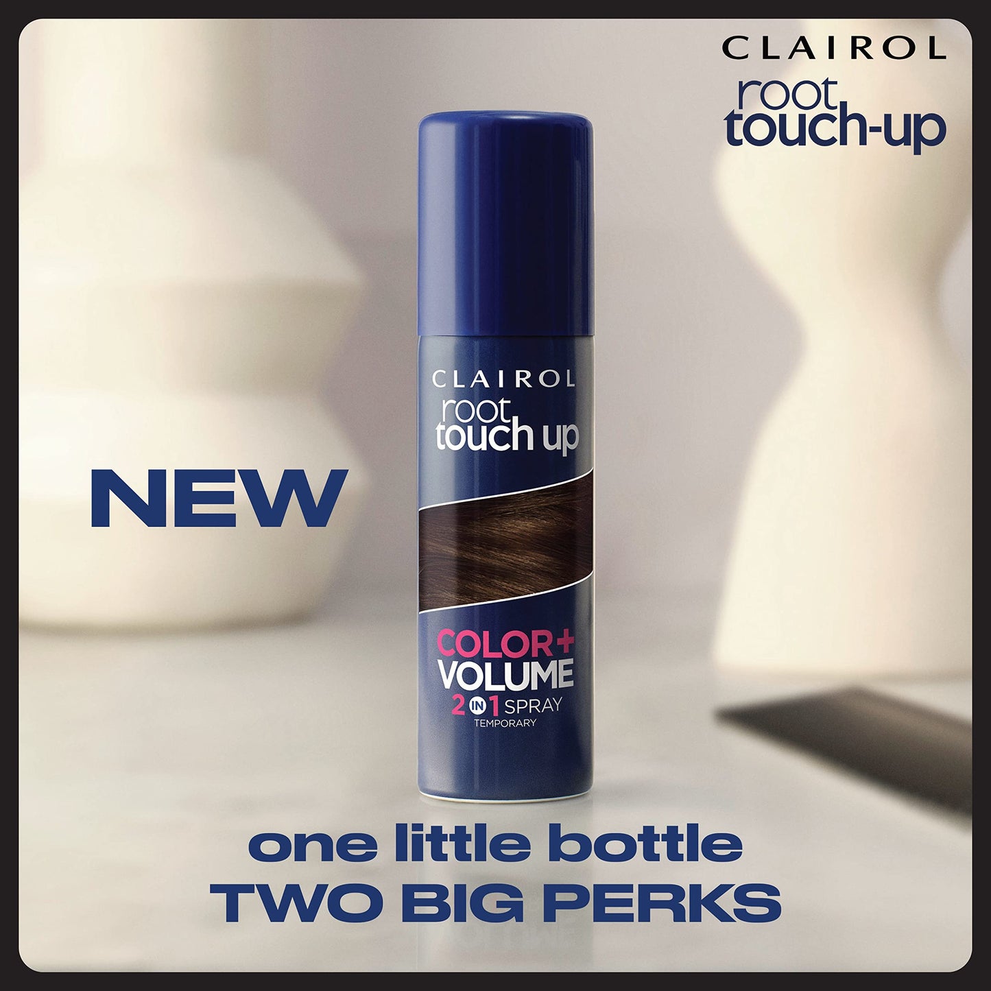 Clairol Root Touch-Up Color + Volume 2-in-1 Temporary Spray, Medium Brown Hair Color, Pack of 1