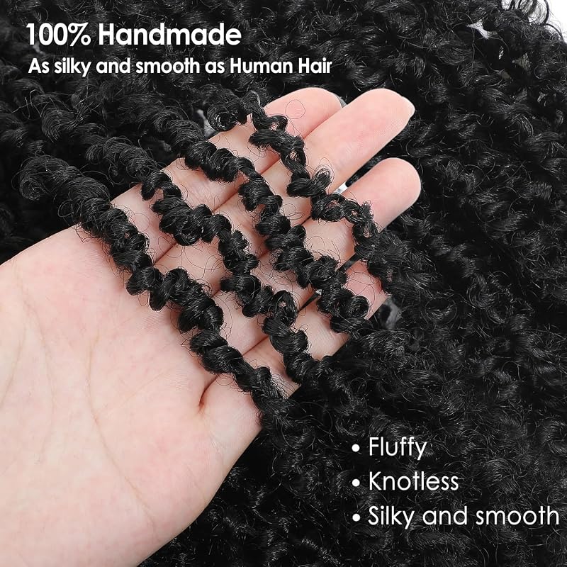 Yanky Twist Crochet Hair - 12" 14" 16" Natural Black (1B#) 9 Packs, Pre-Mixed