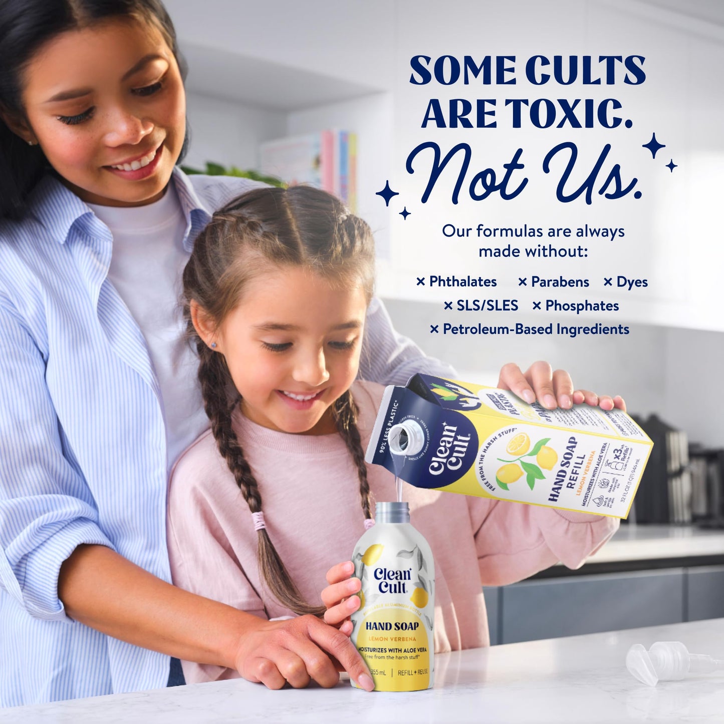 Cleancult Liquid Hand Soap Refill - Lemon Verbena - Moisturizes Dry & Sensitive Skin - Made with Aloe Vera & Essential Oils - Eco Friendly - Paper-Based Packaging - 32 oz/1 Pack