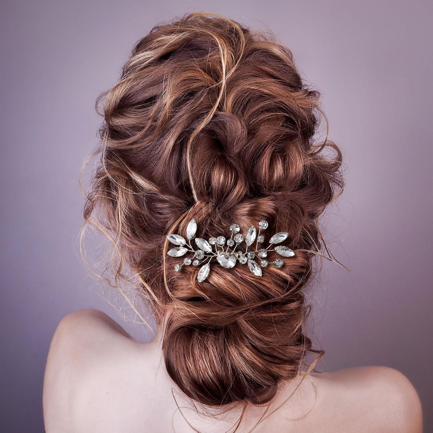 2 Pcs Bridal Hair Comb Rhinestone Hair Comb Silver Flower Bridal Headpieces Hair Combs For Women Accessories Bridal Hair Accessories Fancy Wedding For Bride Bridesmaids Women Girl