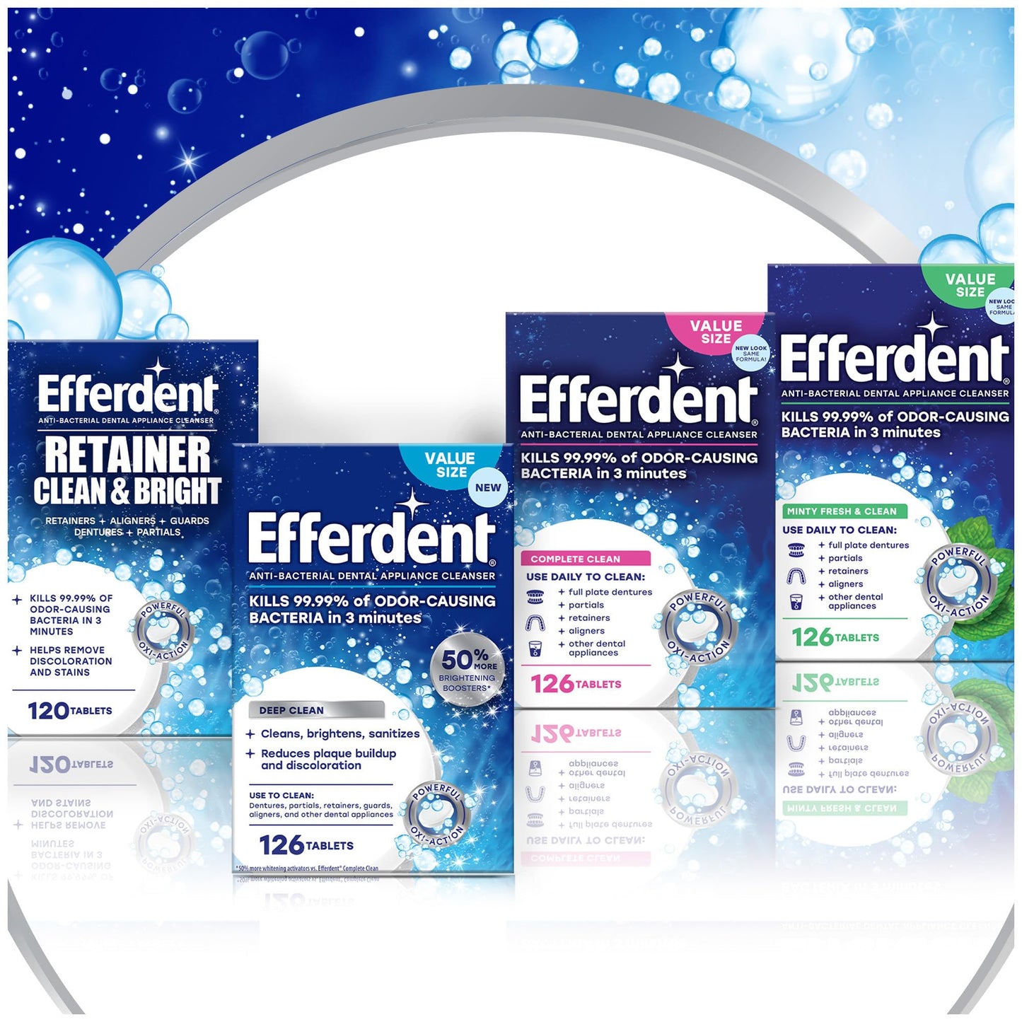 Efferdent Deep Clean, Retainer Cleaning Tablets, Denture Cleanser Tablets for Dental Appliances, 126 Count