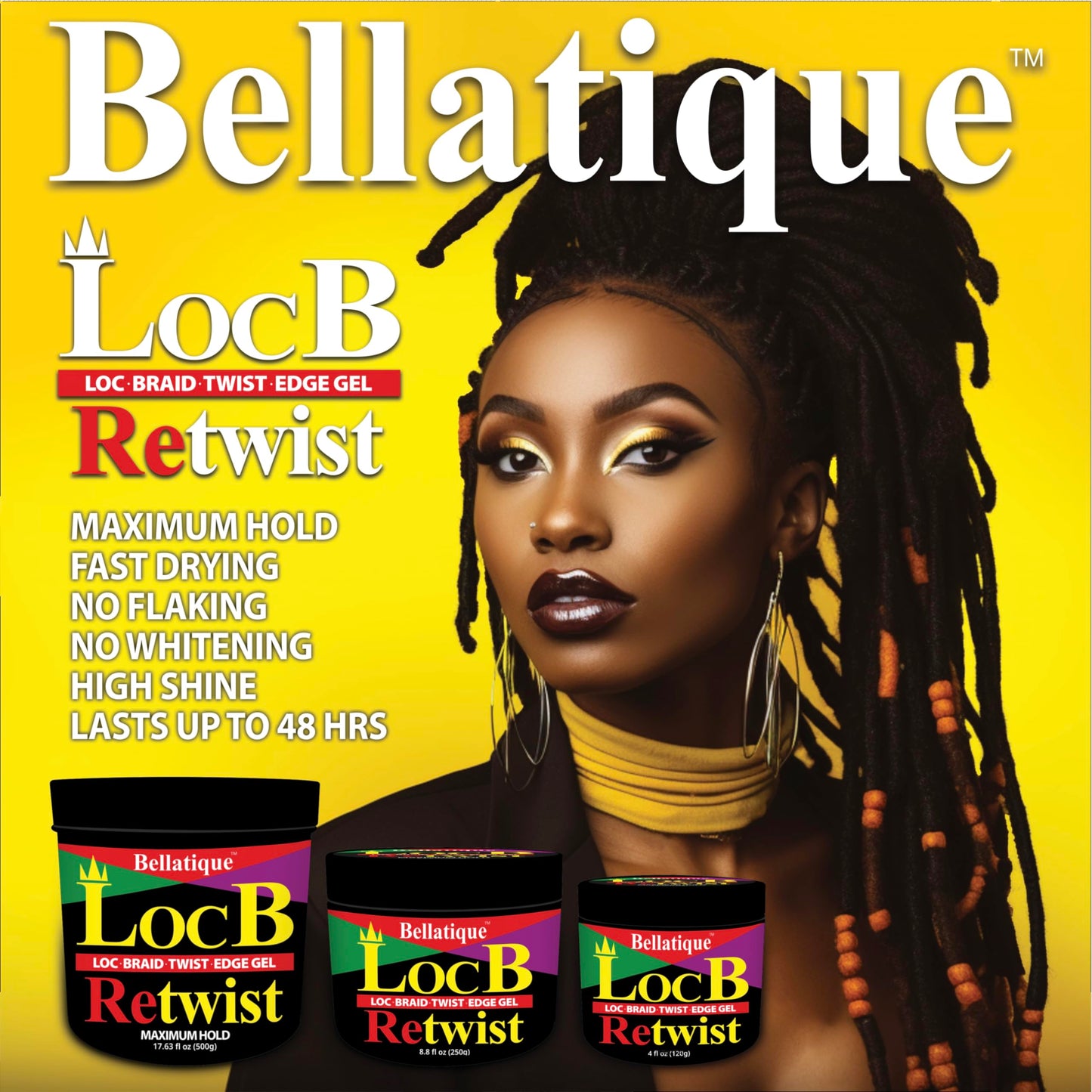 Loc B Retwist Loc, Braid, Twist, Edge Gel for Natural, Relaxed, Dry, Dull, & Brittle Hair (17.63 oz)