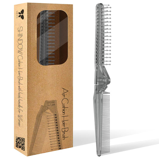 SHIDOW Folding Travel Comb – Compact Mini Hair Comb for Purse, Pocket or On-the-Go Use, Small Wide Tooth Comb for Women & Men, Lightweight & Foldable Design for Hair Styling and Detangling - Gray