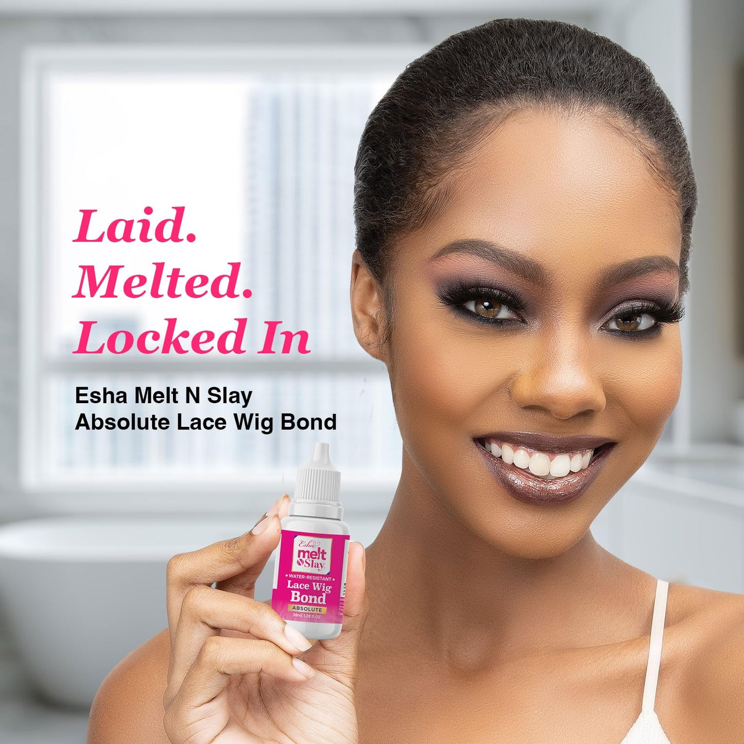 Esha Melt N Slay Absolute Lace Wig Bond – Extreme Hold Lace Glue for Wigs & Quick Weave – Waterproof, Sweat-Resistant, Non-Toxic, Invisible Finish – Upgraded Formula 2025 (38ml / 1.28oz)