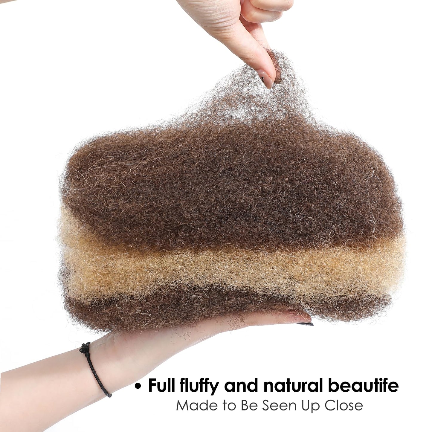 Afro Kinkys Bulk Human Hair 12 Inch 50g, P4/27 Highlight Brown 100% Real 4c Kinky Curly Human Hair For Mini Twists, Braiding, Micro Locs, Repair Locs, And Dreadlock Extensions(P4/27#, 12inch, 1pack)