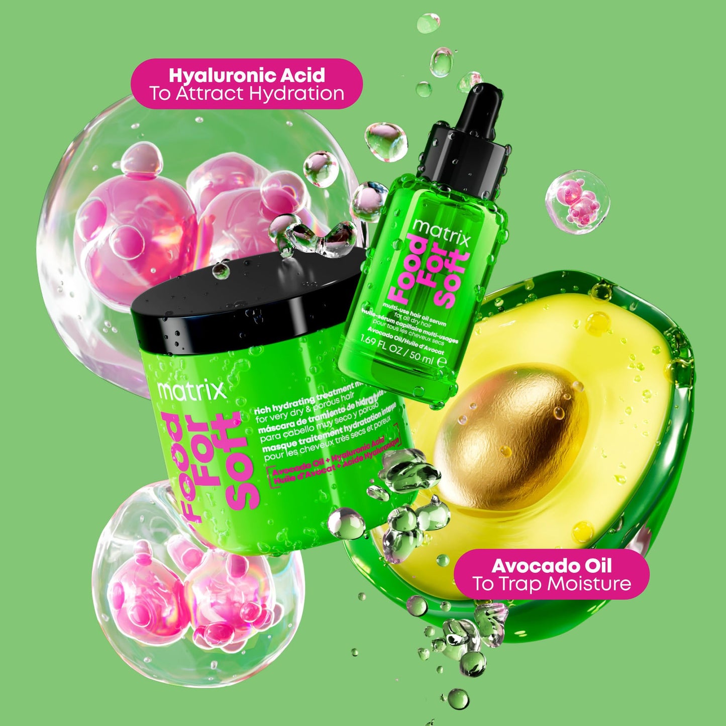 Matrix Food For Soft Rich Hydrating Treatment Mask For Dry and Brittle Hair - Moisturizes, Softens and Smooths, With Avocado Oil & Hyaluronic Acid, 16.9 Fl Oz