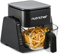 NutriChef 4 Qt Air Fryer & Grill - 1500W, 7-In-1, Double-Decker Glass Pot 4L, Black