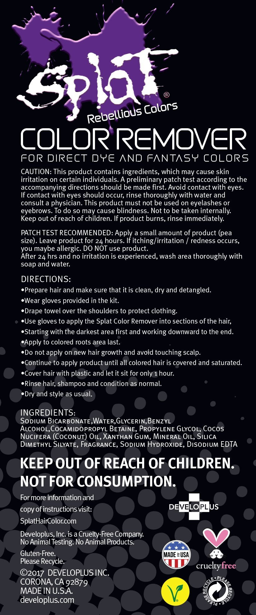 Splat Color Remover for Direct Dye and Fantasy Colors