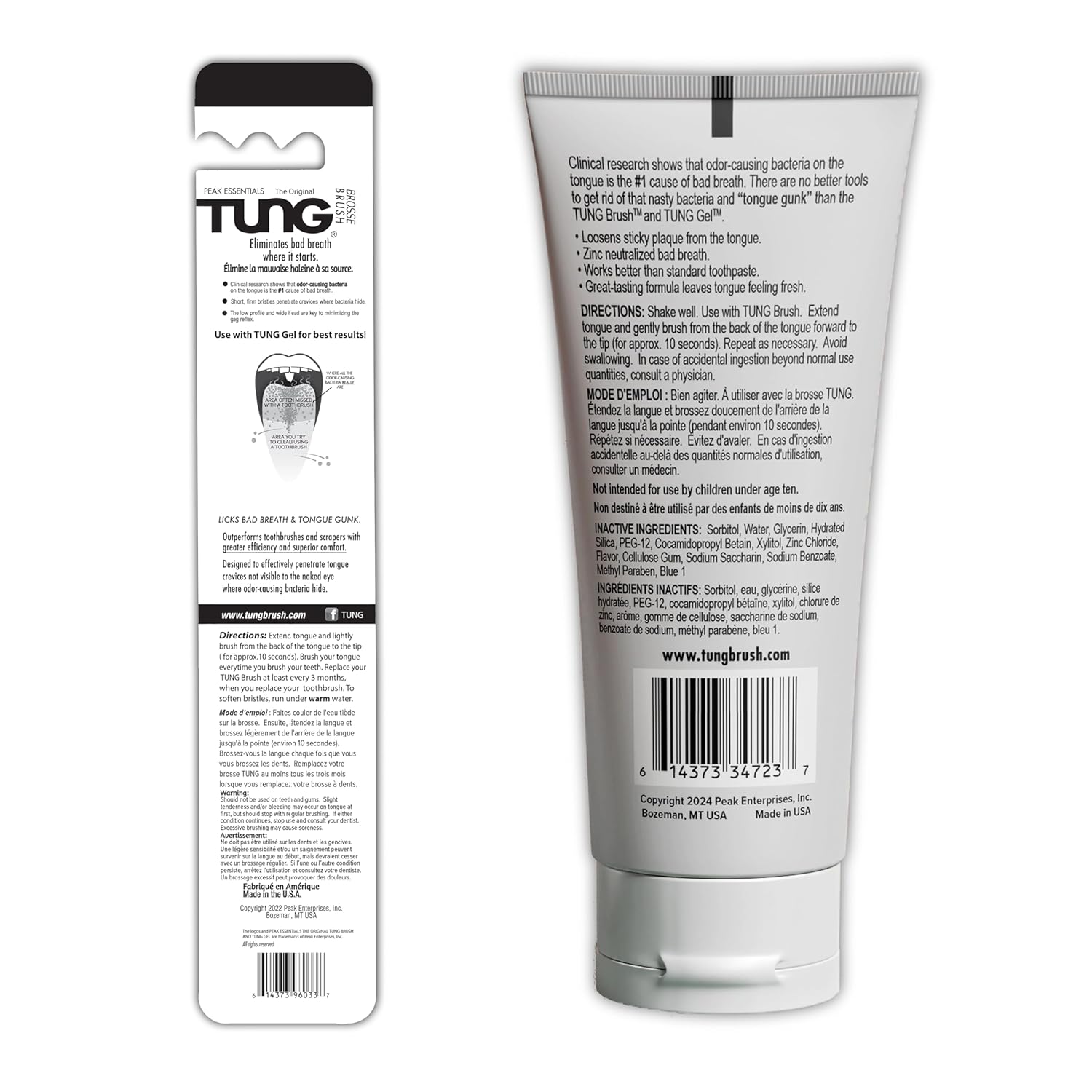 Tung Tongue Brush & Gel Kit | Tongue Cleaner for Adults | Tongue Scraper to Fight Bad Breath and Halitosis | Mouth Odor Eliminator | Fresh Mint | Made in America (Set of 1)