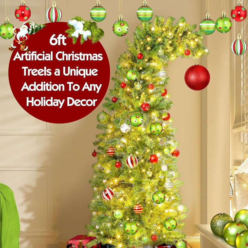 6 ft Prelit Lime Green Christmas Tree with Stand - Whimsical Curly Top, Variation of THIS listing: 8in