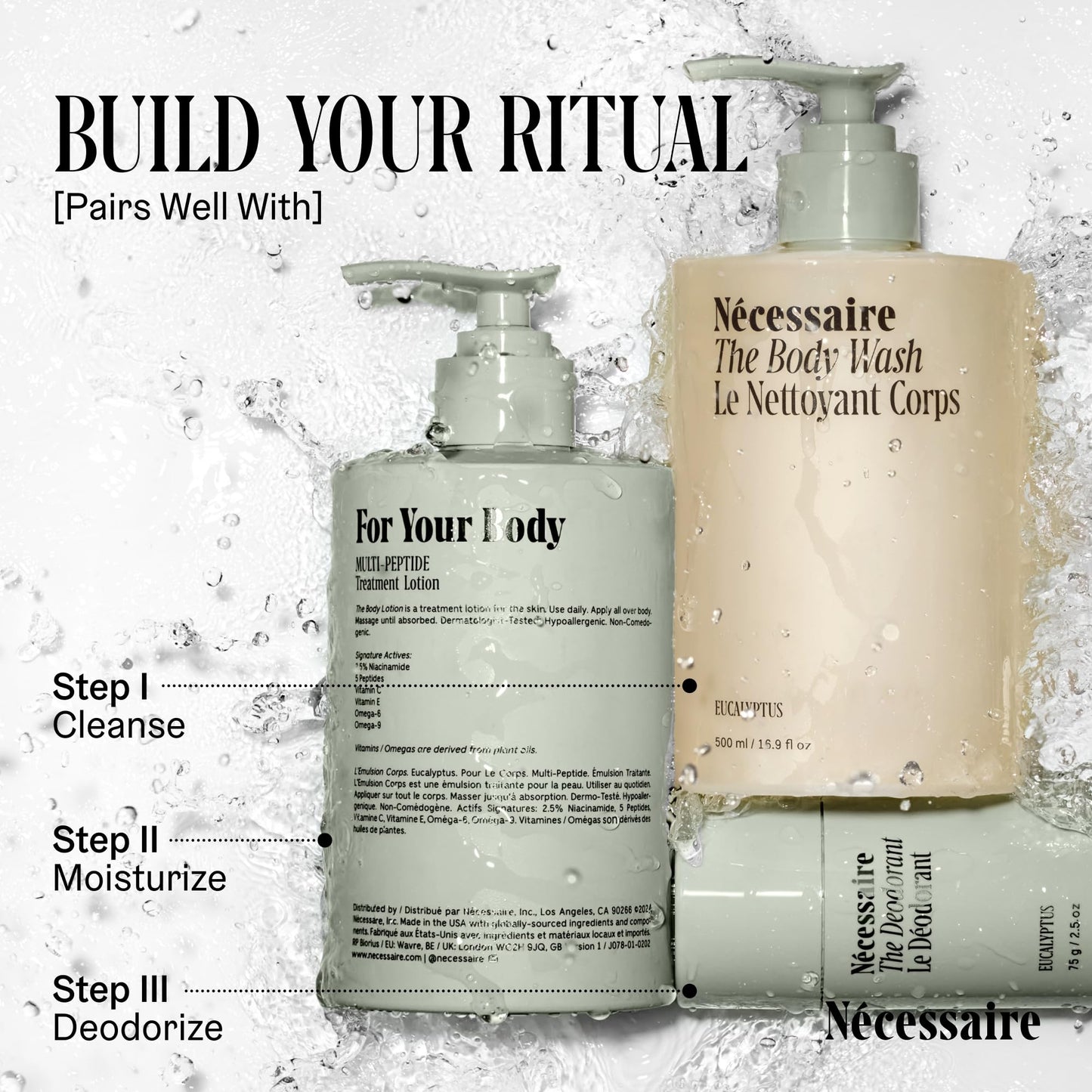 Nécessaire Eucalyptus Body Wash with Pump | Multi-Oil Nourishing Cleanse For Women + Men | Gel Cleanser | Dermatologist-Tested. Hypoallergenic | No SLS/SLES (500 ml / 16.9 fl. oz.)