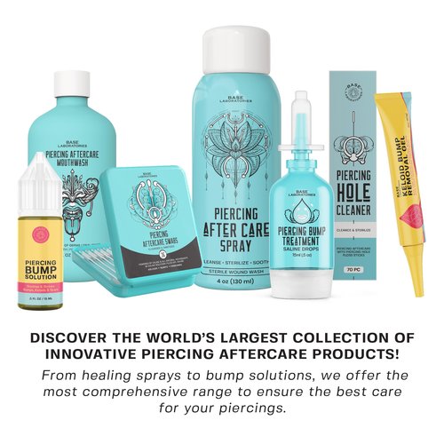 BASE LABORATORIES Piercing Bump Solution & Keloid Bump Removal | Soothing Piercing Aftercare for Piercing Bumps & Keloid Scar Removal | Ear & Nose Keloid Bumps Piercing Aftercare Solution Oil | 0.5 oz