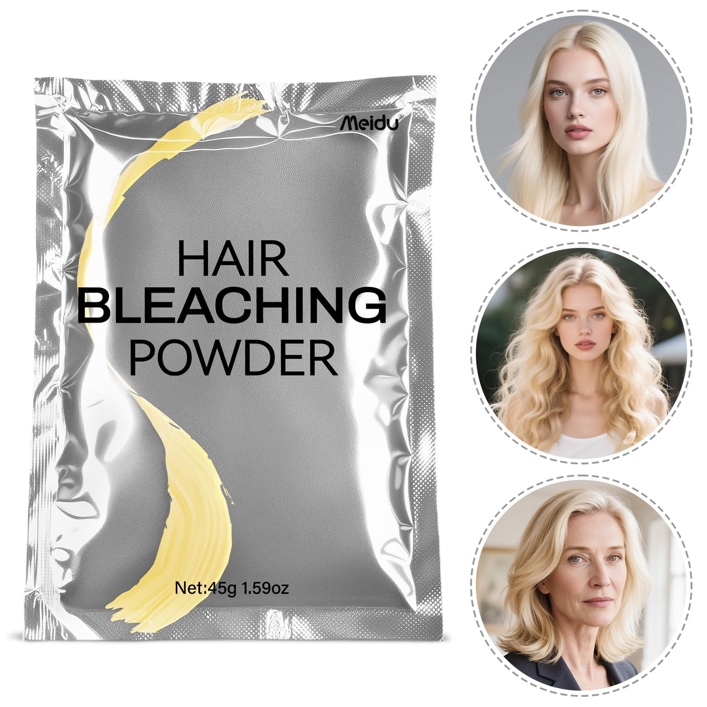 Hair Bleach, Professional Grade Bleach for Hair, Mild Bleach Powder Quickly Remove Hair Color for Hair Highlights & Lightening-A (45g /1.5 oz)