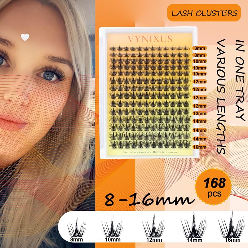 Lash Clusters Kit with Bond & Seal, Glue Remover, Tweezers & Brush – 280pcs DIY False Eyelash Extensions