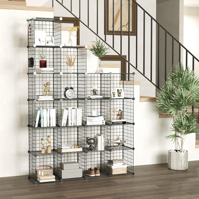 C&AHOME 20-Cube Wire Storage Organizer - Black with 20 Cubes