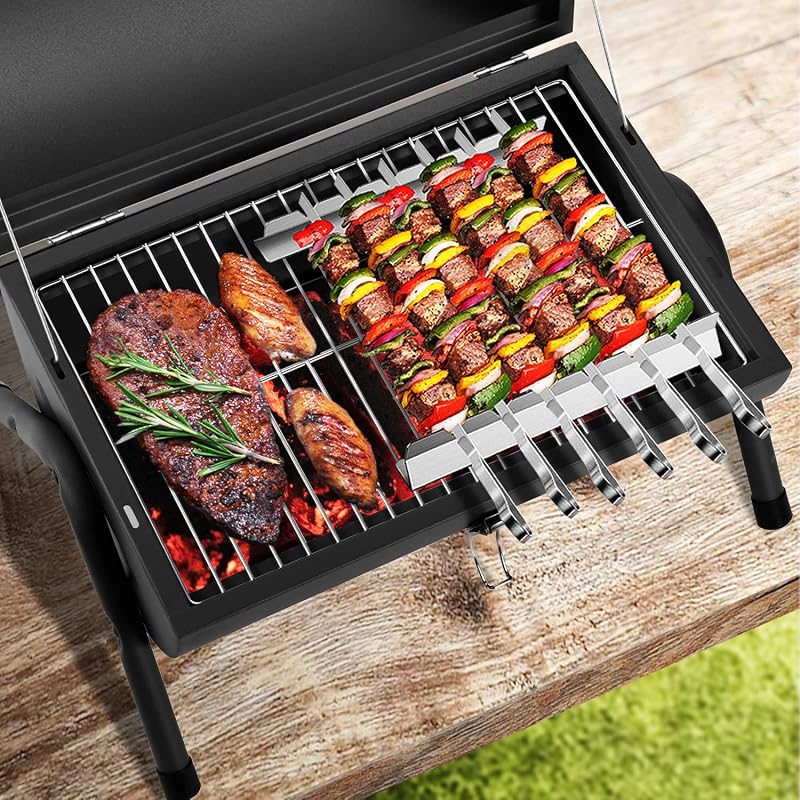Portable Charcoal Grill for Outdoor BBQ - Green DNKMOR, Tabletop Smoker